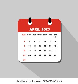 April 2023 Calendar icon image. Calendar 2023 in flat style. Vector illustration. can used for time planning