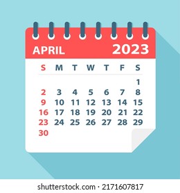 April 2023 Calendar Leaf - Illustration. Vector graphic page