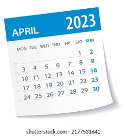 April 2023 Calendar Leaf - Illustration. Vector graphic page