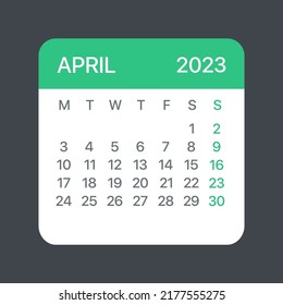 April 2023 Calendar Leaf - Illustration. Vector graphic page