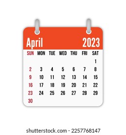 April 2023 calendar leaf calendar 2023 vector illustration