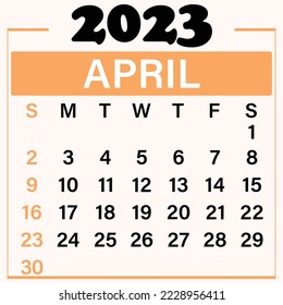 April 2023 Calendar template illustration