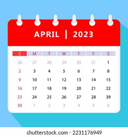 April 2023 calendar template. Vector design.