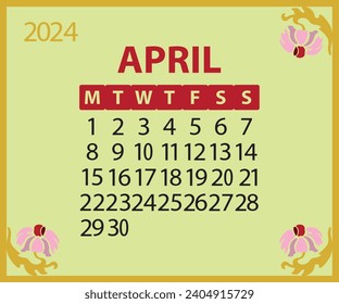 April 2024 Calendar Printable, Calendar Template 