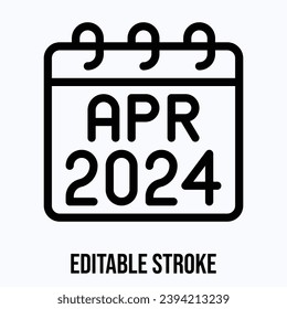 April 2024 Calendar, Vector Calendar.
