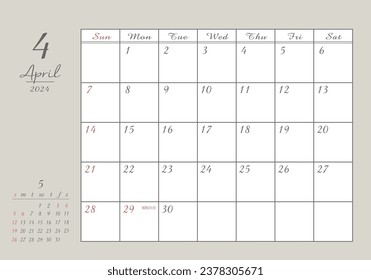 April 2024 Stylish writing calendar

It says "Showa Day" in Japanese.
