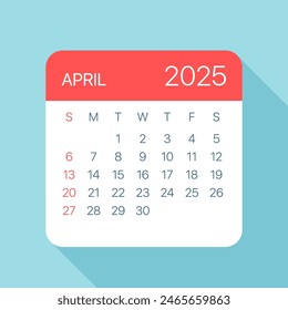 April 2025 Calendar Leaf - Illustration. Vector graphic page