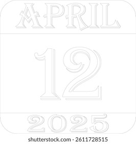 April 2025 calendar line art icon.Agenda plan, april month schedule calendar and Time planner.Meeting appointment time.Calendar Event schedule date.calendar date icon on white background.