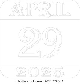 April 2025 calendar line art icon.Agenda plan, april month schedule calendar and Time planner.Meeting appointment time.Calendar Event schedule date.calendar date icon on white background.