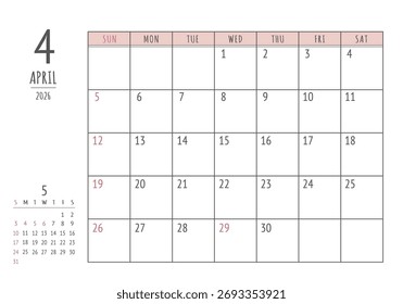 Abril De 2026
Calendário de Gravação Simples