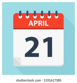 April 21 - Calendar Icon - Calendar design template - Business vector illustration.