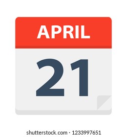 April 21 - Calendar Icon - Vector Illustration