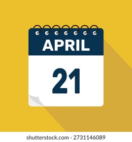 Abril 21 Calendario Icono Ilustración vectorial con diseño