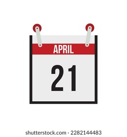 April 21. Calendar on white background.