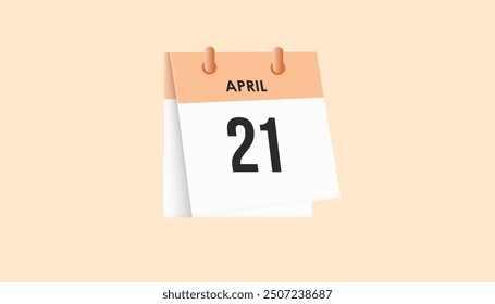 April 21 - calendar and Time planner. Daily Calendar Icon reminder. Vector Illustration.