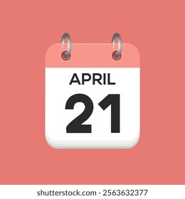 April 21 - calendar and Time planner. Daily Calendar Icon reminder. Vector Illustration.