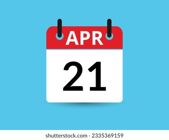 April 21. Flat icon calendar isolated on blue background. Date and month vector illustration