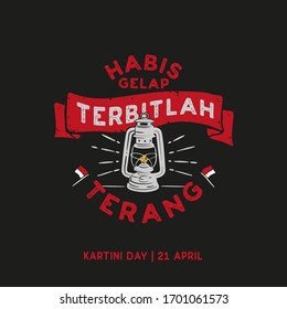 April 21 Kartini Day in Indonesia happy holiday with lantern symbol vector illustration. Habis gelap terbitlah terang means After Darkness comes Light.