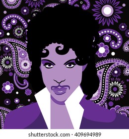 APRIL 22, 2016: Illustrative editorial drawing of musical artist Prince.
EPS 10 vector.