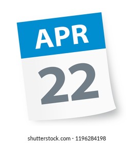 April 22 - Calendar Icon - Vector Illustration