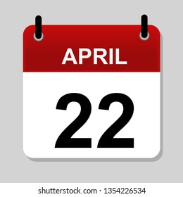April 22 , calendar icon vector illustration