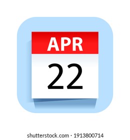 April 22. Calendar Icon. Vector Illustration.