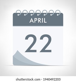 April 22 - Calendar Icon - Vector Illustration. Gray calendar.