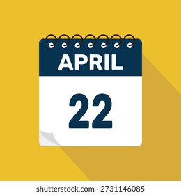 april 22 calendar icon vector illustration with design