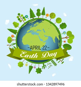 April 22, Earth Day Background Vector Illustration EPS10