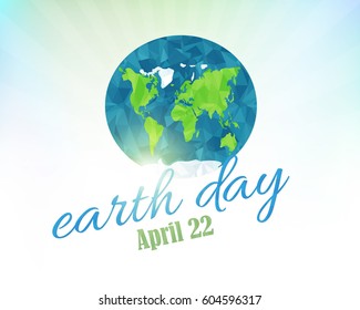 April 22, Earth Day Concept Polygonal World Symbol Design