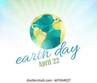 April 22, Earth Day Concept Polygonal World Symbol Design