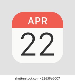 April 22 icon isolated on background. Calendar symbol modern, simple, vector, icon for website design, mobile app, ui. Vector Illustration