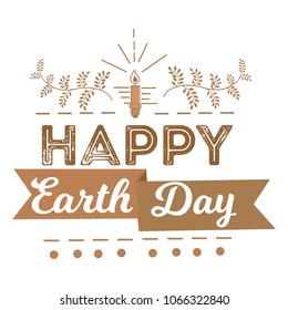 April 22 World Earth Day. logotypes set for greeting cards or banner with text and fonts lettering in retro hipster style vector illustration