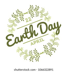 April 22 World Earth Day. logotypes set for greeting cards or banner with text and fonts lettering in retro hipster style vector illustration