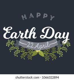 April 22 World Earth Day. logotypes set for greeting cards or banner with text and fonts lettering in retro hipster style vector illustration