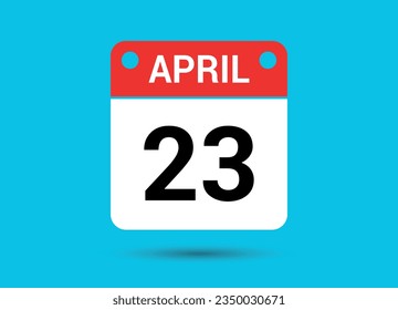 Abril 23 Fecha Calendario Icono plano Día 23 Ilustración vectorial