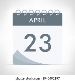 April 23 - Calendar Icon - Vector Illustration. Gray calendar.