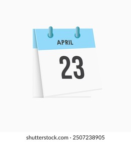 April 23 - calendar and Time planner. Daily Calendar Icon reminder. Vector Illustration.
