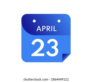 April 23 Date on a Single Day Calendar in Flat Style, 23 April calendar icon