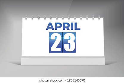 April 23, Desk Calendar Design Template. Single Date Calendar Design.