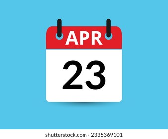 April 23. Flat icon calendar isolated on blue background. Date and month vector illustration