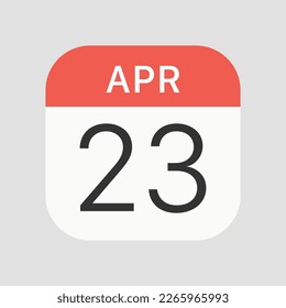 Icono del 23 de abril aislado en segundo plano. Símbolo de calendario moderno, simple, vector, icono para el diseño de sitios web, aplicación móvil, ui. Ilustración vectorial