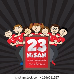 April 23 National Sovereignty and Children's Day, vector illustration