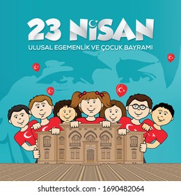 April 23, National Sovereignty and Children's Day, vector celebration image	