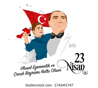 April 23, National Sovereignty and Children's Day card. Turkish text: April 23, National Sovereignty and Children's Day.