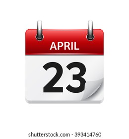 April 23. Vector flat daily calendar icon. Date and time, day, month. Holiday.