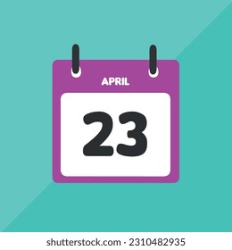 April 23 vector icon calendar Date, day and month Vector illustration, colorful background.