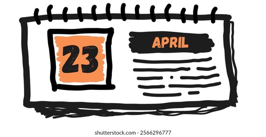 April 23rd: Calendar Date Illustration