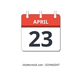 April 23rd calendar icon vector. Concept of schedule, business and tasks
