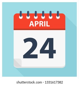 April 24 - Calendar Icon - Calendar design template - Business vector illustration.